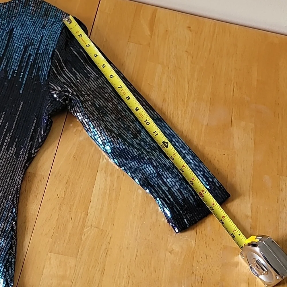 Karen Kane Blue Waterfall Sequin Sheath Dress - Picture 15 of 15